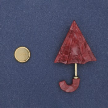 Brož na magnetu Deštníček z akrylu 63 × 36 mm ± zlatý kov