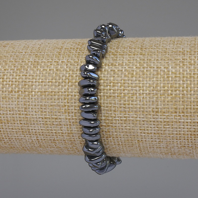 Náramek z hematitu – galetové korálky, průměr 8–9×3 mm ±, délka 18 cm, elastický