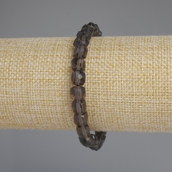 Náramek z kouřového topazu – broušené kubické korálky, průměr 7×7 mm, délka 18 cm +