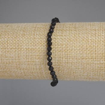 Náramek ze šungitu s broušenými kuličkami, průměr 4 mm, délka 18 cm ±