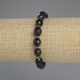 Náramek z přírodního achátu, broušené korálky 10×8 mm, rokajové korálky 3 mm, délka 18 cm