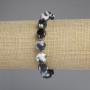 Náramek z broušeného achátu ve tvaru diamantů, rozměr cca 10×9 mm ±, korálky 3 mm ±, délka cca 18 cm ±, elastická šňůrka