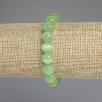 Náramek z kočičího oka – hladké korálky, průměr 10 mm, délka 18 cm, elastická šňůra