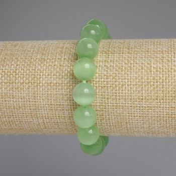 Náramek z kamene Kočičí oko – hladká kulička, průměr 11,5 mm, délka 18 cm, streč