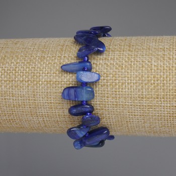 Браслет Кіаніт галтівка -метелик, діаметр 11-16х6-8мм+- бісер 3мм+-, довжина 18см+- стрейч