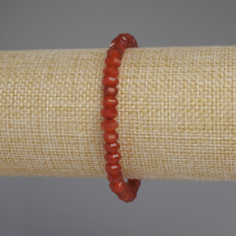 Náramek z karneolu, broušené rondely, 6×4 mm