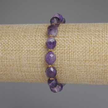 Náramek z ametystu Ševron brusované korálky, průměr 10×8 mm, 5 mm ±, 3 mm ±, délka 18 cm ±, na elastické šňůře