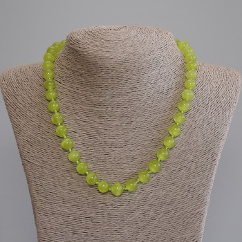 Náhrdelník z kočičího oka – hladká kulička, průměr 9,5 mm, délka 50 cm ± s karabinou