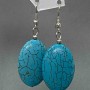 Náušnice visací s oválnými hladkými cabochony v tyrkysové barvě, 21×55 mm+