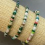 Náramek mix minerálů (agat, nefrit, horský křišťál) rondely 4×2 mm, délka 18 cm (elastický)
