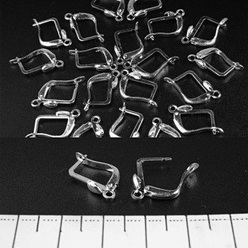 Háčky na náušnice s anglickým zámkem 'kapka' 50 párů ± 14×10 mm + - stříbrný kov