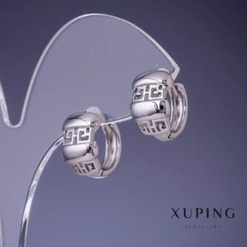 Náušnice Xuping s řeckým vzorem 9×13 mm rhodiované