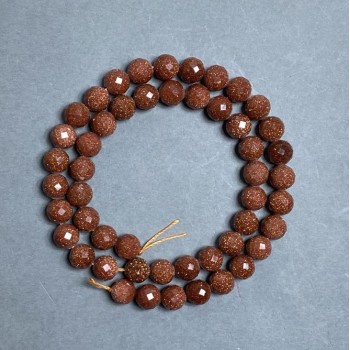 Aventurínové korálky Zlatý písek – facetované koule, průměr cca 8 mm, na niti, délka 38 cm+