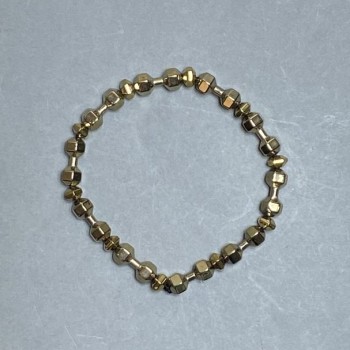 Náramek z hematitu ve tvaru činky, průměr 15×6 mm ±, broušené rondely 6×4 mm ±, délka 18 cm, elastický