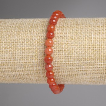 Náramek z karneolu – hladké kuličky 6 mm ±, délka 18 cm ±, elastický