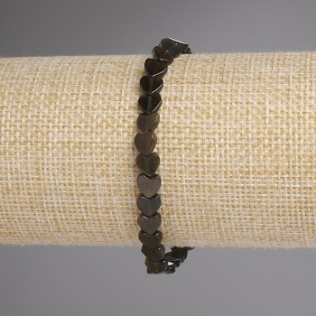 Náramek ze slunečního obsidiánu se srdíčkem 6 mm, délka 18 cm, elastický