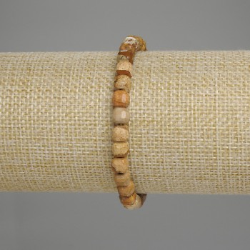 Náramek z krajinného jaspisu, broušené kubíky 5,5×5 mm, délka 18 cm