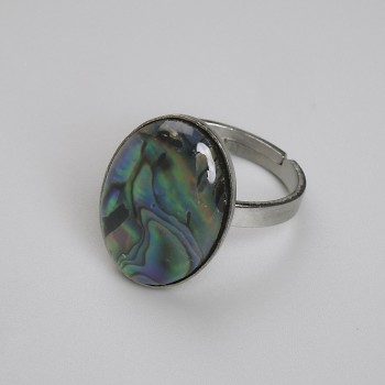 Prsten s haliotisem, oválný 19×14 mm, kov: stříbrný