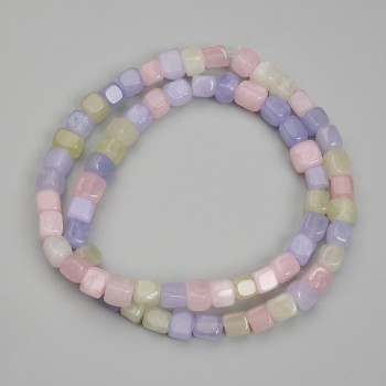 Kostkové korálky z morganitu, průměr 5 mm ±, délka 38 cm ±, na vlascové niti