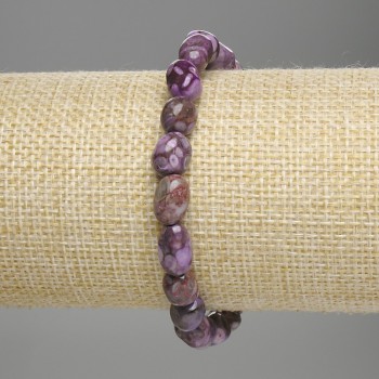 Náramek z achátu fasetovaný, korálky 7–9 × 7 mm, 5 mm ±, délka 18 cm, elastický