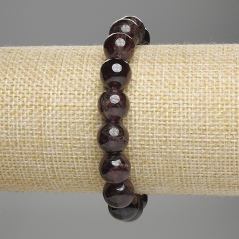 Náramek z granátu, hladké korálky, průměr 11 mm, délka 18 cm, elastický