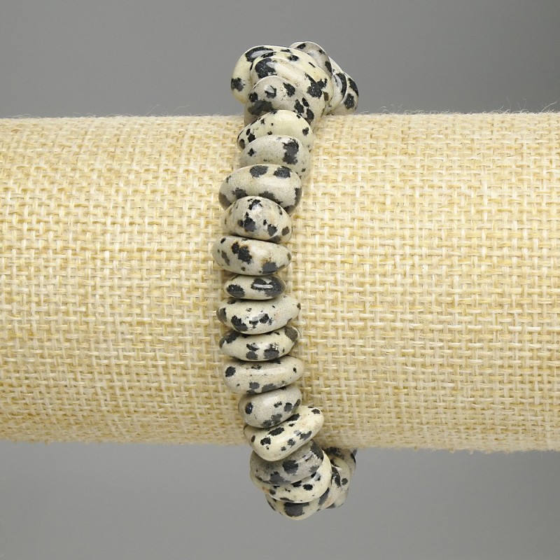 Náramek z dalmatinového jaspisu, brusované korálky, průměr 8–12×4–6 mm, délka 18 cm ±, elastický