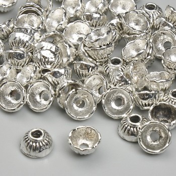 Čepička na korálek, Ø 4×7 mm, díra 2,3 mm, stříbrná barva kovu, balení 20 g (~63 ks)