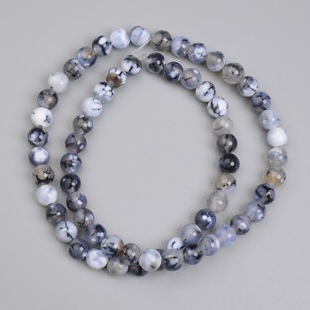 Achátové korálky „Žíly draka“ – hladké kuličky 6 mm, délka cca 37 cm na vlasci