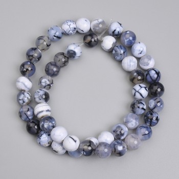 Korálky achátu «Žíly draka» – hladké kuličky 8 mm ± délka 37 cm ± na niti