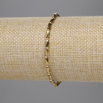 Náramek z českého křišťálu, zlatistě broušené válce 5×3 mm a korálky 2 mm, délka 18 cm, elastický