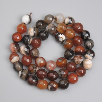 Brusované achátové korálky, kulovité, průměr 8 mm ±, délka cca 37 cm ± na niti