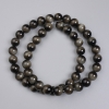 Šedé korálky tygří oko (lisované), hladké kuličky o průměru 8 mm, na niti, délka 37 cm+