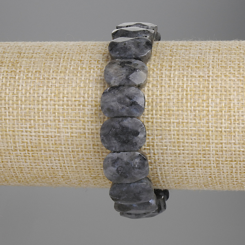 Náramek z labradoritu fazetované články 14×10 mm, délka 18 cm, elastický