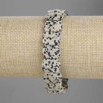 Náramek z dalmatinského jaspisu, granované články 14 × 10 mm, délka 18 cm, elastický