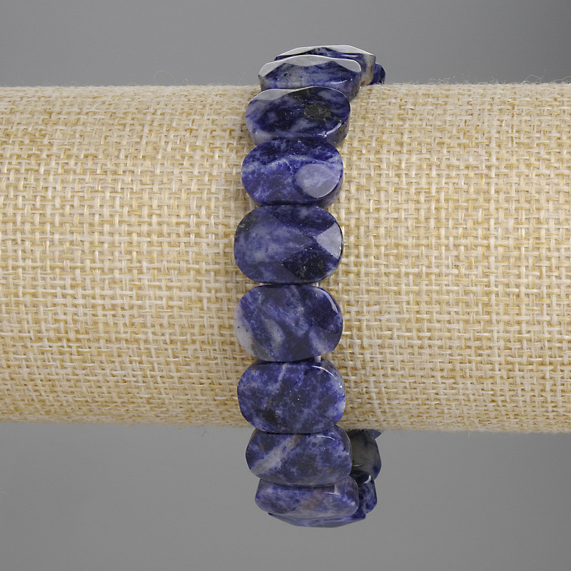 Náramek ze sodalitu, broušené články 15×10 mm, délka cca 18 cm, elastický