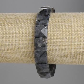 Náramek z labradoritu, broušené články 12×12 mm +/-, délka 18 cm +/- elastický