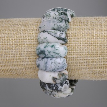 Náramek z mechového achátu – články 25×11 mm, délka cca 18 cm, elastický