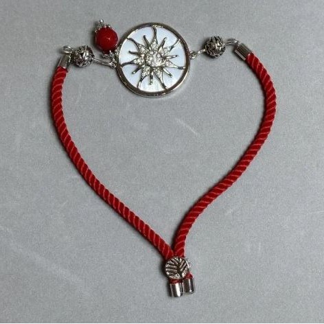 Textilní náramek, průměr 5,5 mm ± na stažení s kovovou vložkou, průměr 24 mm ± stříbrný kov