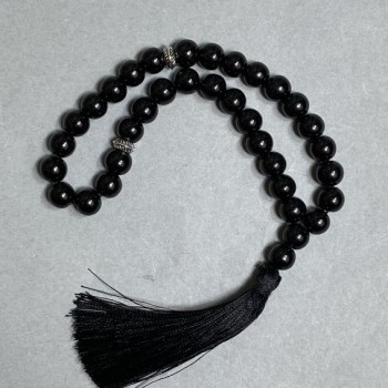 Modlitební korálky z achátu, hladké kuličky o průměru 8 mm, 33 korálků