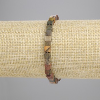 Náramek z jaspisu Picasso kubík 4,5×4,5 mm, délka 18 cm, elastická gumička