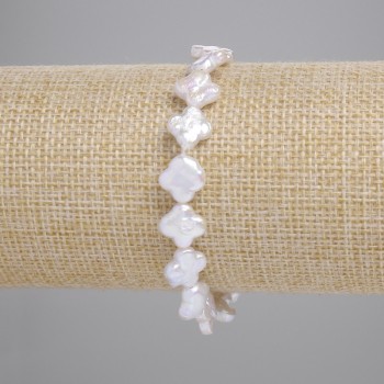 Браслет Барочні Перли з відтінком "бензин" конюшина, діаметр 8, 5-10, 5х8, 5мм+-, довжина 18см +- (стрейч)