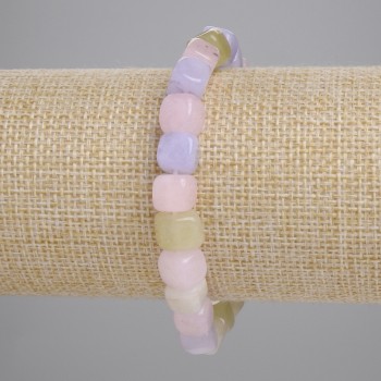 Náramek Morganit ve tvaru kostek o průměru 8 mm, délka 18 cm, pružný