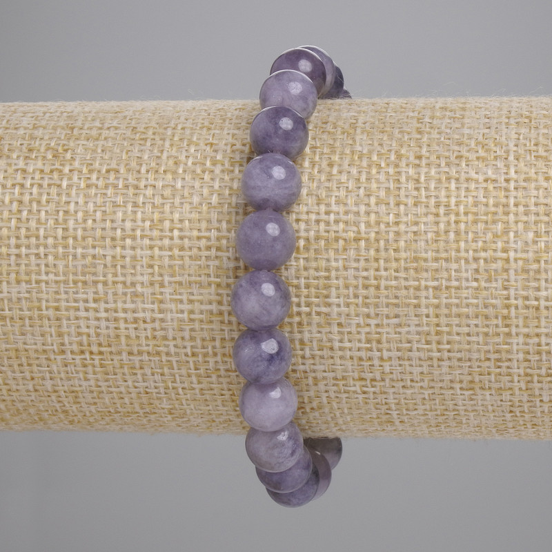 Náramek z iolitu, hladká kulička, průměr 8 mm, délka 18 cm, elastický