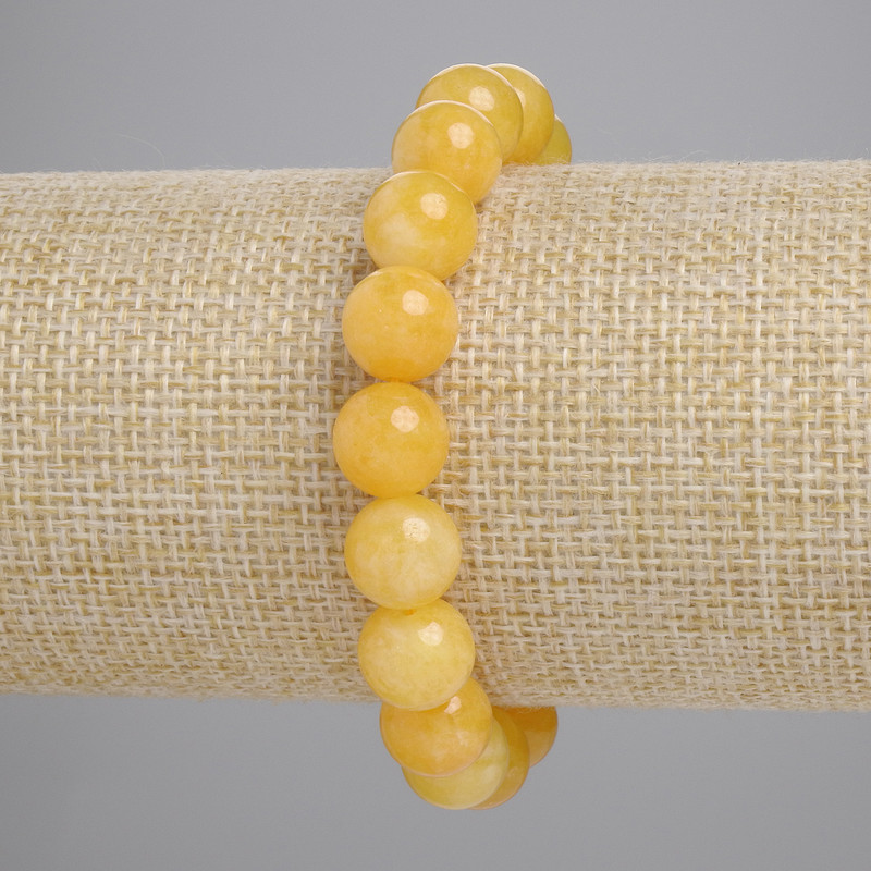Náramek z citrínu, přírodní kámen, hladké kuličky, průměr 10 mm ±, délka 18 cm ± (elastický)