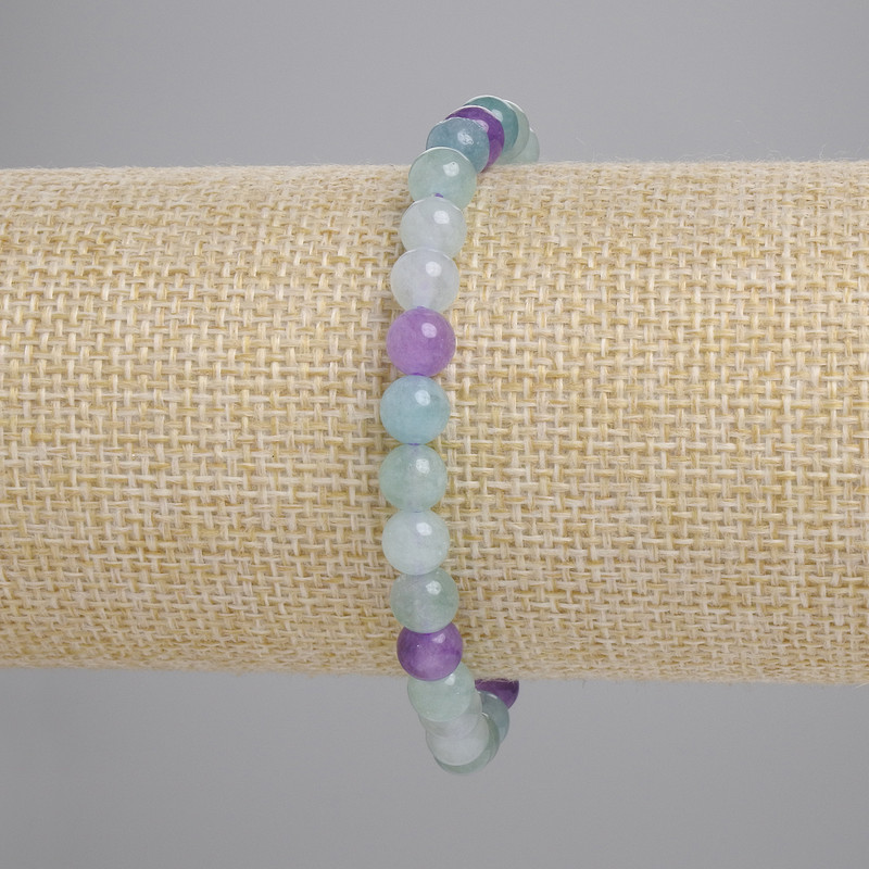 Náramek z fluorit, přírodní kámen, hladké korálky, průměr cca 6 mm, délka 18 cm, elastický