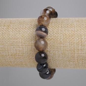 Браслет Агат гладка кулька, діаметр 12мм+-, довжина 18см+- стрейч