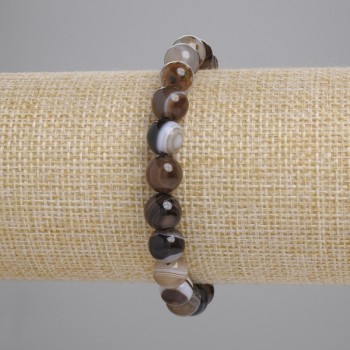 Náramek z achátu – hladké kuličky o průměru 8 mm, délka cca 18 cm, elastický