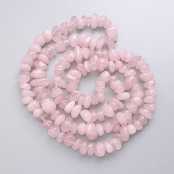 Korálky z růžového křemene, fasetované, na niti, průměr 9–12×5–7 mm, délka 80 cm +