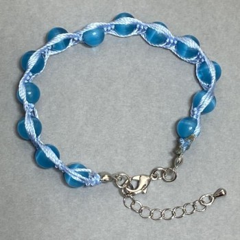 Браслет Котяче Око гладка кулька, діаметр 8мм+-, довжина 18см + 5см подовжуючий ланцюжок