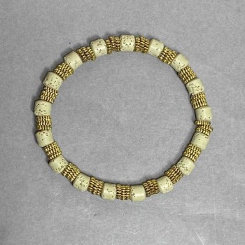 Браслет Лава циліндр 6х6мм+- з металевими вставками, довжина 18см+- стрейч